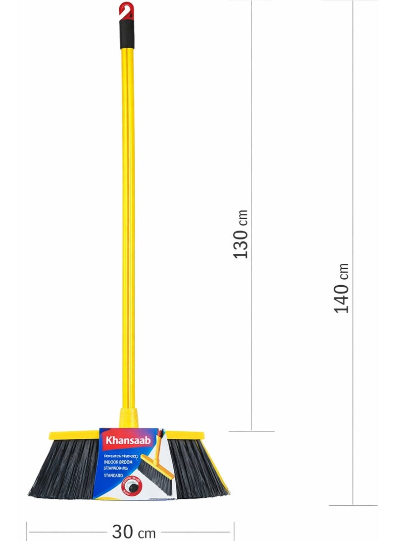 Khaansaab Standard Indoor Floor Broom with Stick, Yellow & Black, Perfect Corner Cleaning - Image 3